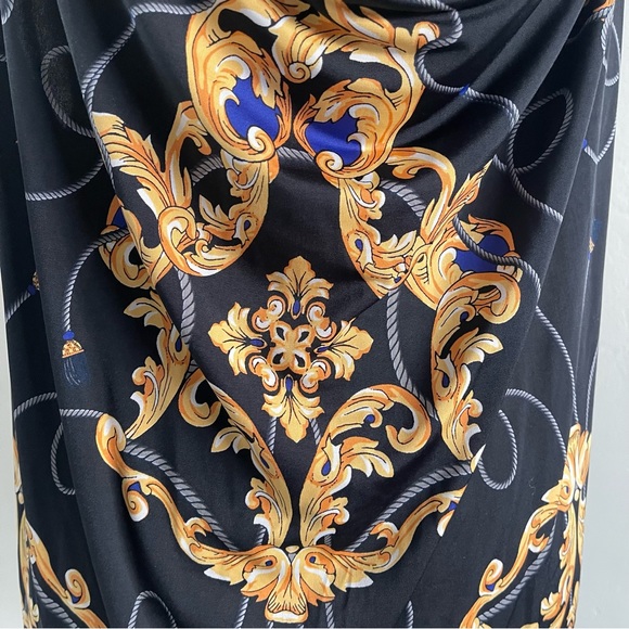 Worthington Plus Cowl Neck Sleeveless Gold Design Blouse - Picture 3 of 6